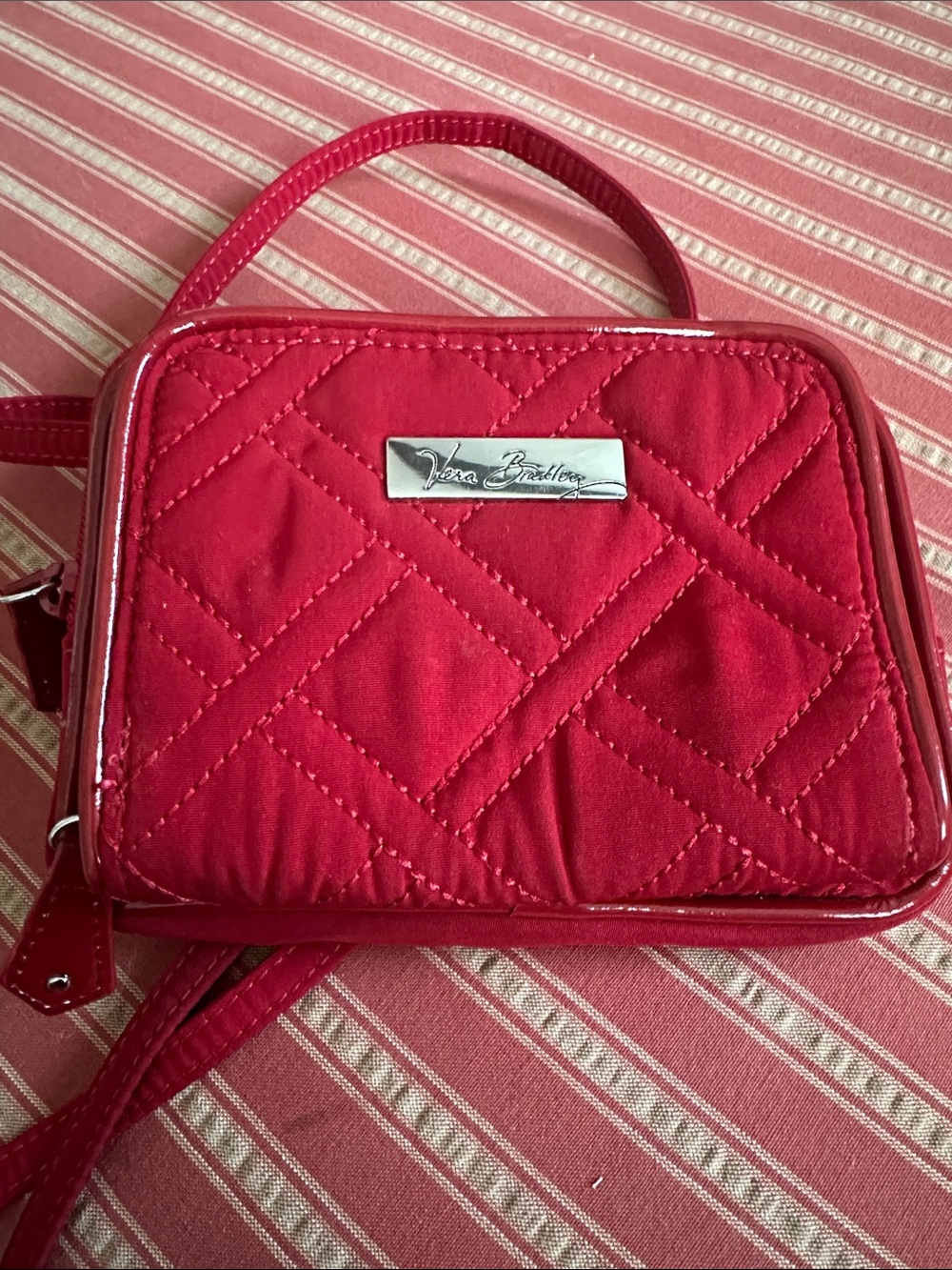 Vera Bradley Quilted Red Crossbody with Silver Logo Plate